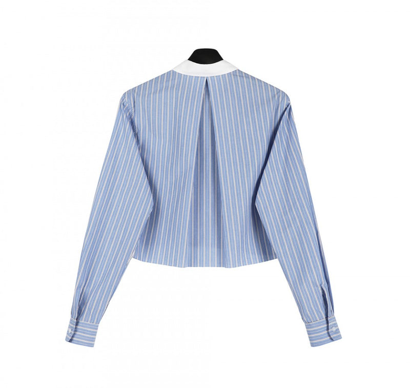 ストライプクロップドMuシャツ / Stripe cropped Mu shirt SKYBLUEAVANDRESS/ {{ category }}