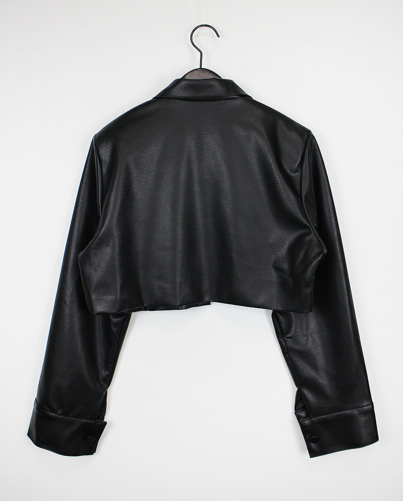 ローズレザークロップジャケット / Rose Leather Crop Jacket (2color