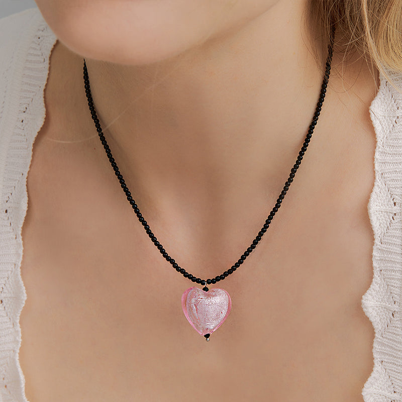 ベネチアングラスハートネックレス / venetian glass heart necklace