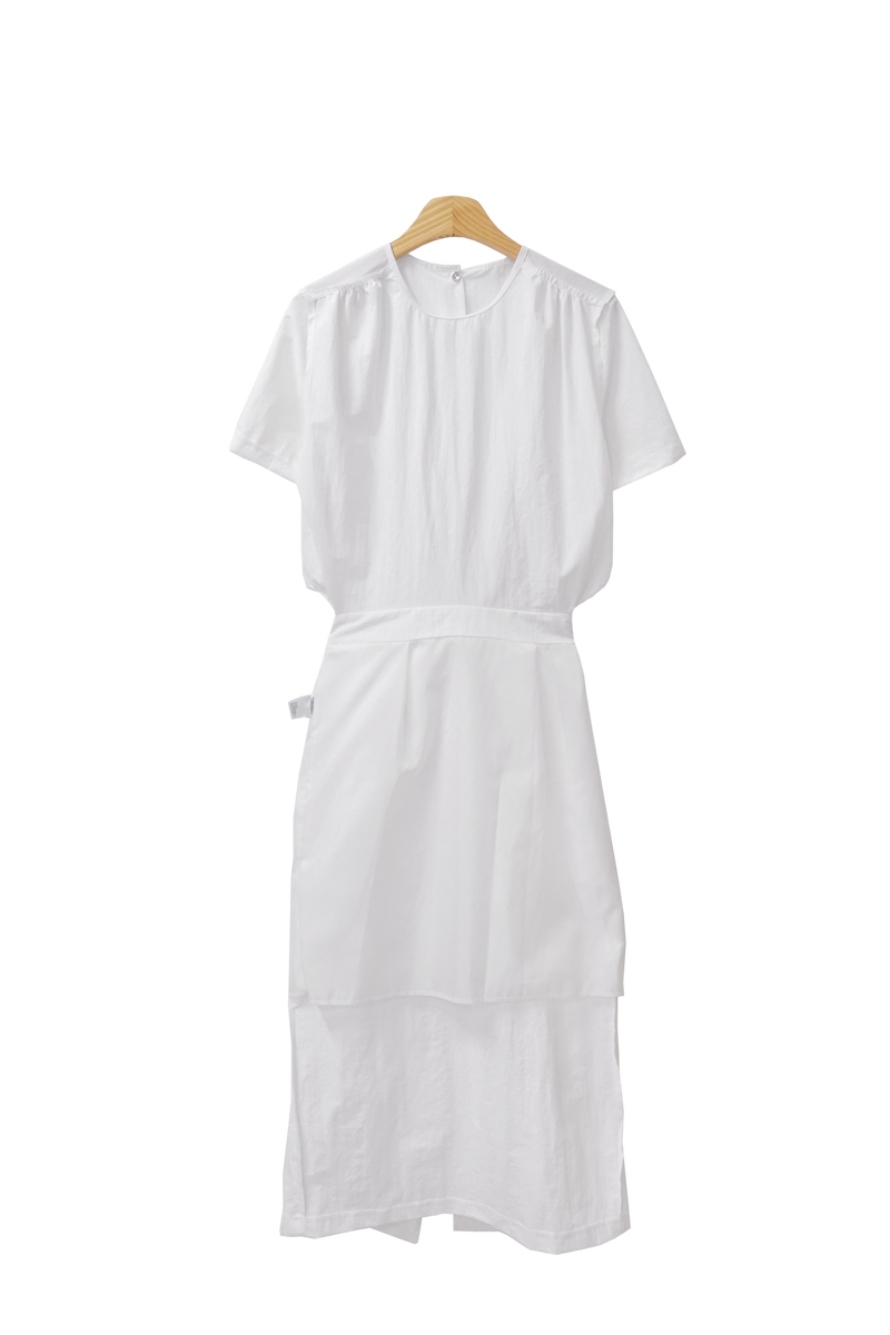 ハブサマーナイロンバスケット半袖ロングドレス (3 colors)