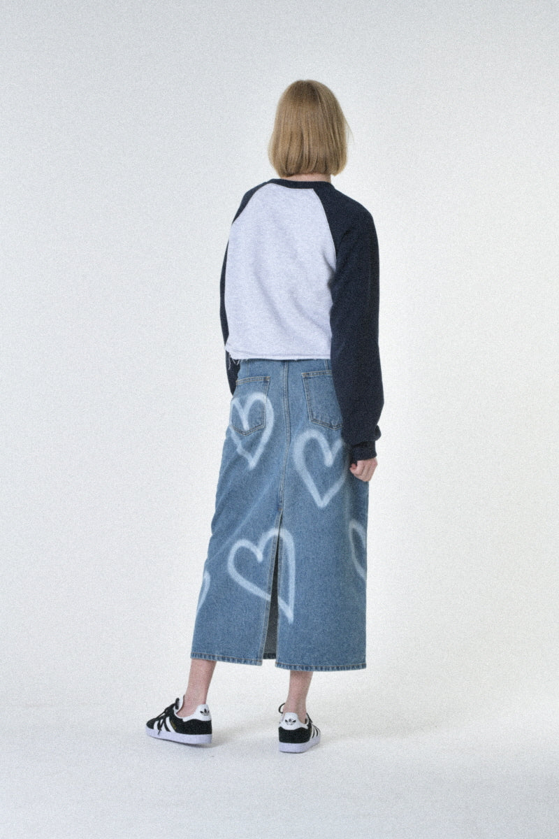 ハートデニムスカート / heart denim skirt (blue) – 60