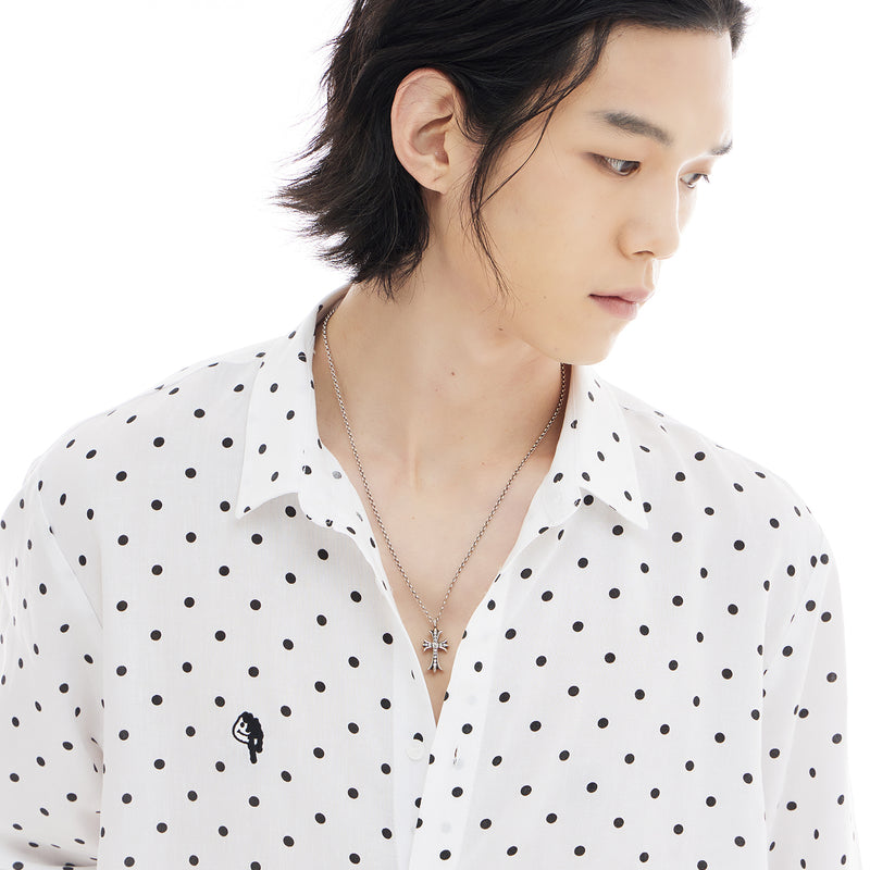 オーバーフィットドットプリントシャツ/OVERFIT DOT PRINT SHIRT-WHITE