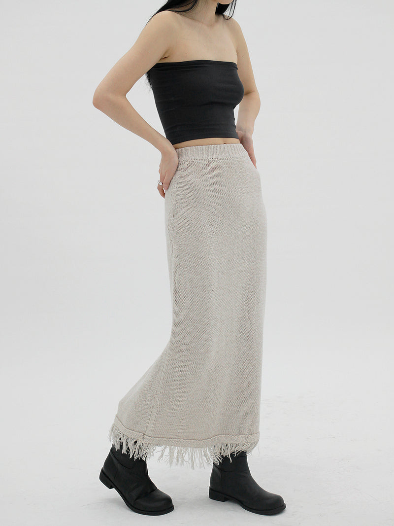 ニットフリンジスカート/Knitted fringe skirt (3color)