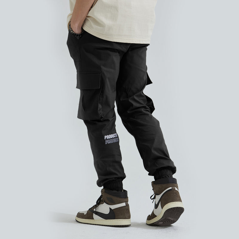 リネンバンディングカーゴパンツ/Linen Banding Cargo Pants (BLACK