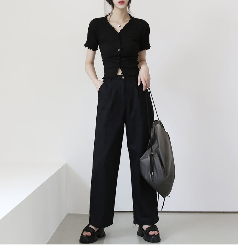 Delrin wide cotton trousers (6546159730806)