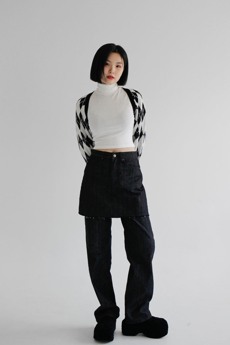 スカートレイヤードデニムパンツ / no.7713 Skirt Layered Denim Pants