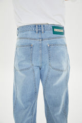 レイヤードワイドデニムパンツ/Layered wide denim pants (Blue brush)