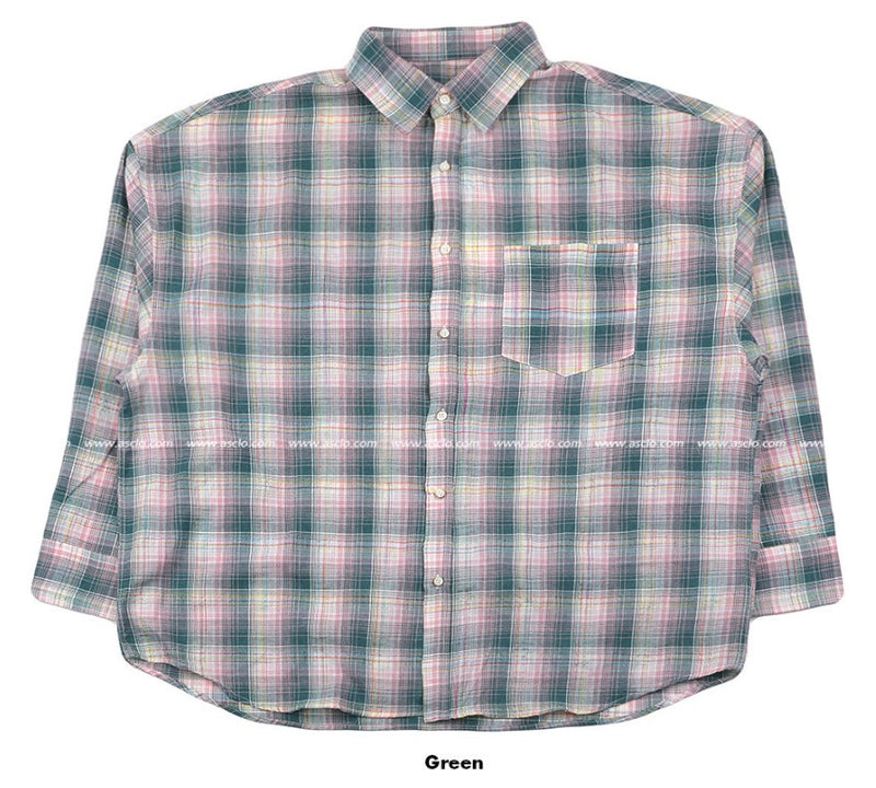 シアサッカーチェックシャツ / ASCLO Palme Seersucker Check Shirt