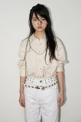 RAW EDGE BUTTON UP SHIRT IN OATMEAL