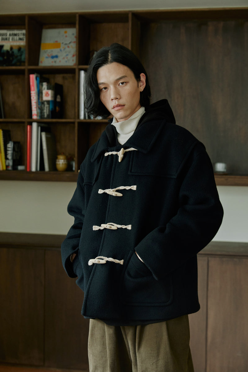 ハーフダッフルコート/unisex half duffle coat black – 60