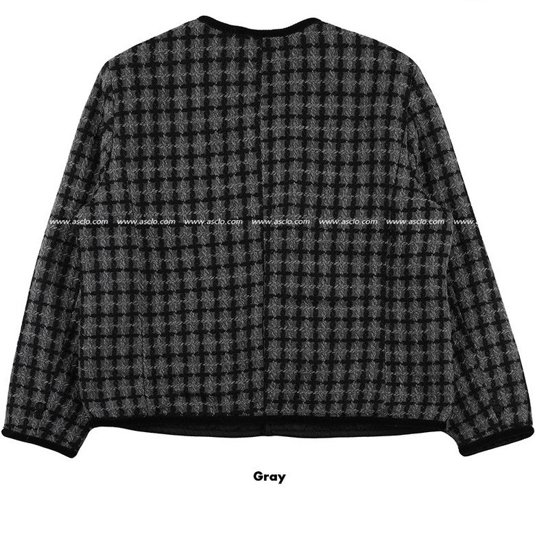 チェックツイードノーカラージャケット / Youth Check Tweed Jacket (2