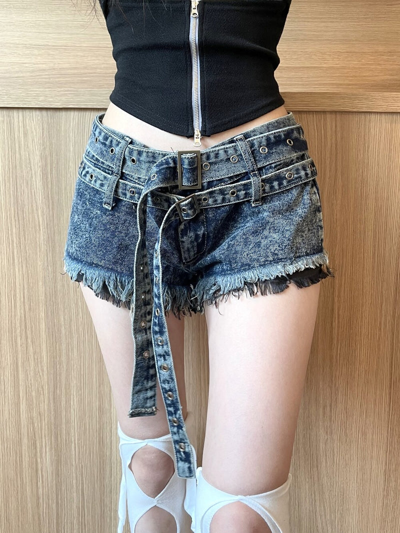 ダブルベルトデニムショートパンツ/[Aespa Ningning] 874. Double belt denim short ptSeow/ {{  category }}