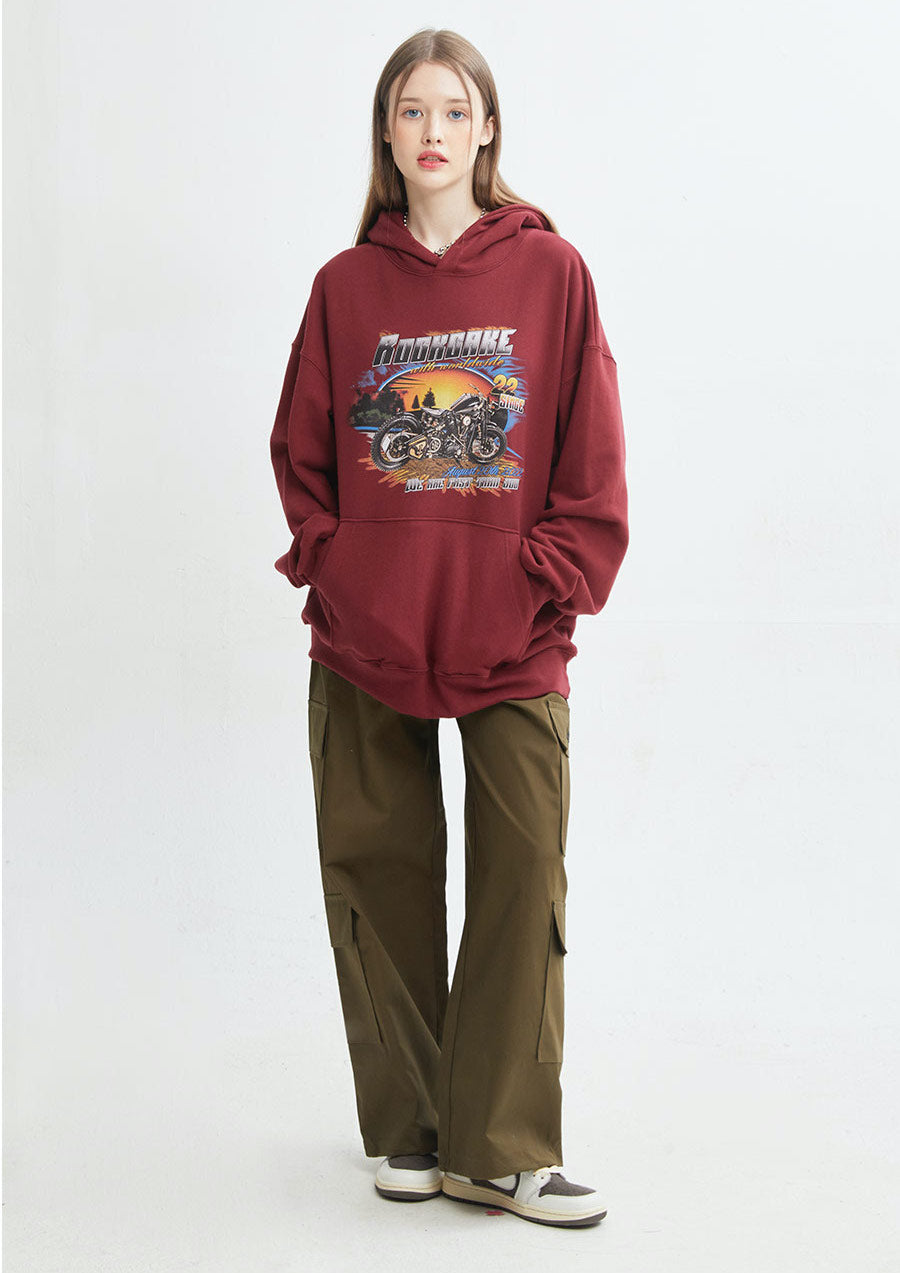 バイカーフーディ/ Biker Hoodie - BurgundyROCKCAKE/ {{ category