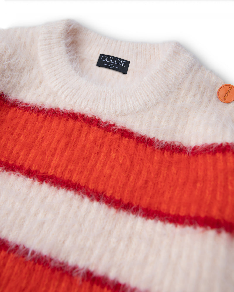 ストリップドモヘアニットセーター/ORANGE STRIPED MOHAIR KNIT