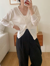 Belief Linen Summer V-Neck Long-Sleeved Knit Cardigan (6 colors)