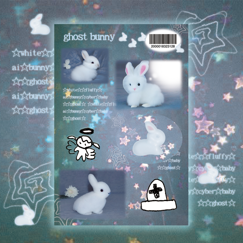 ghost bunny sticker set (3pcs)