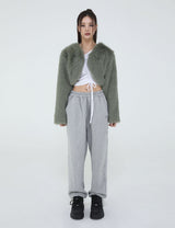 ショートクロップファージャケット / SHORT CROP FUR JACKET(GREEN