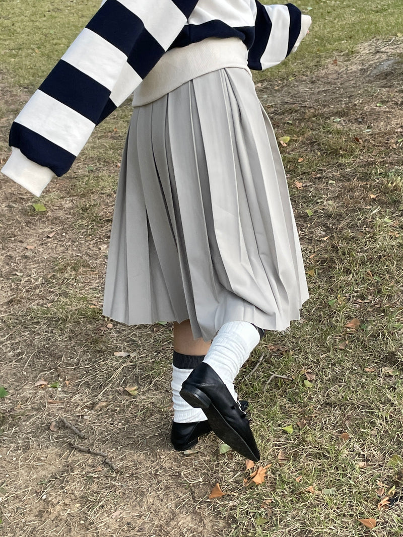 Fringe cut-out midi pleats skirt 