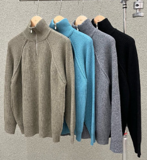 ラグランハーフジップアップニット/raglan half zip-up knit (4color