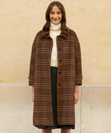 キャッシュウールブレンドローブコート/RCH cashwool blended robe coat check brown