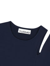CUT-OUT FITTED TOP [NAVY]