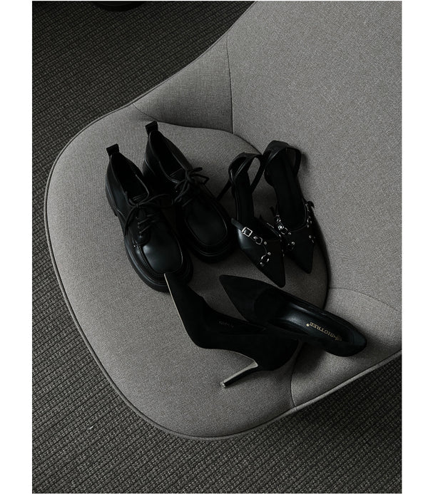 Classic Suede Stiletto High Heels (Black)