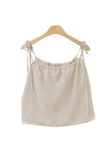 Tilt Linen Shirring Ribbon Summer Sleeveless Blouse (4 colors)