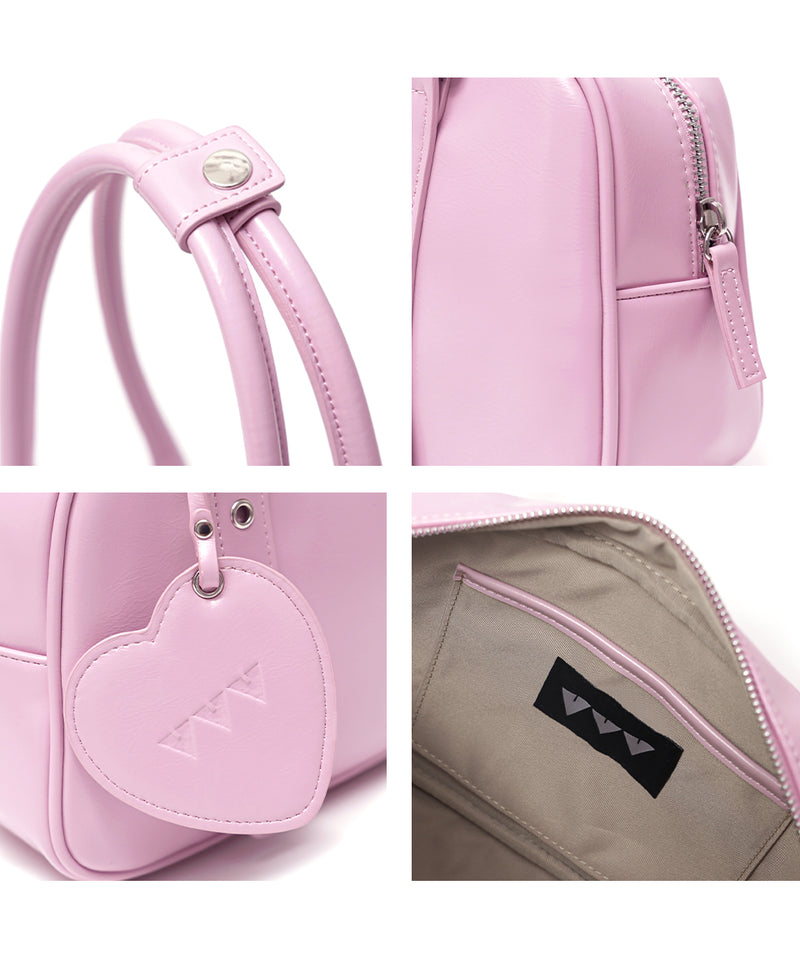 VVV Heart Mirror Buckle Shoulder Bag in Pink