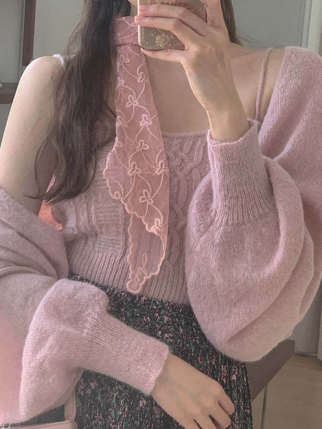 ボレロニットツイストノースリーブトップ カーディガンセット/BOLERO KNIT TWIST SLEEVELESS TOP CARDIGAN  SET(IVORY, PINK, SKYBLUE, GREEN 4COLORS!)