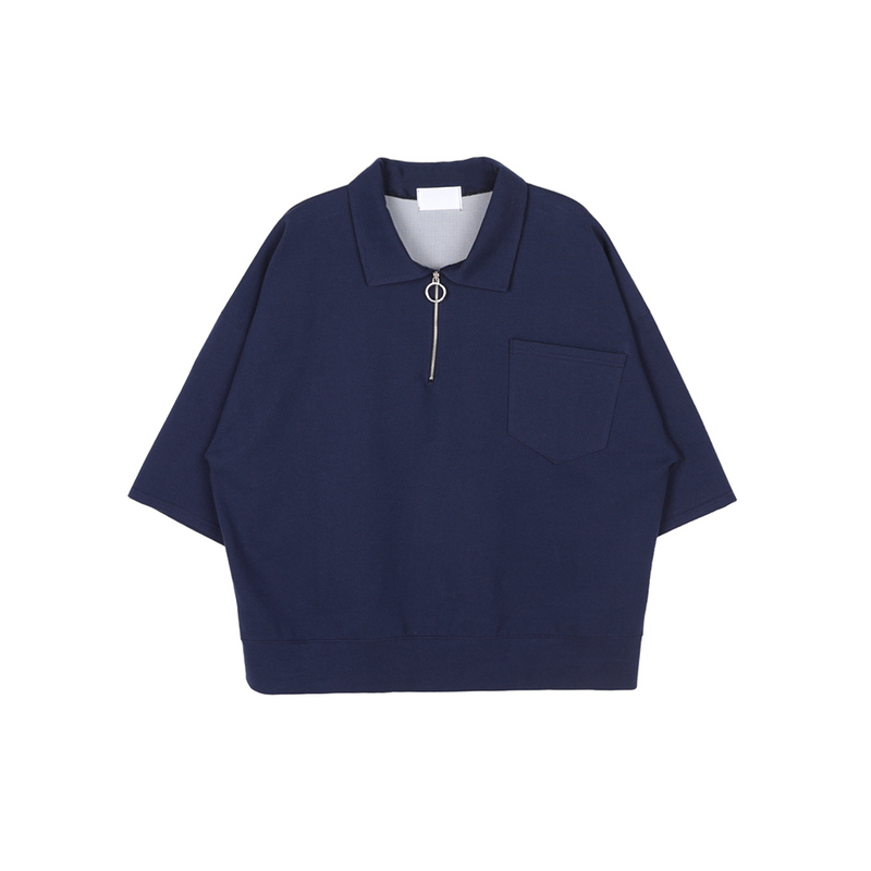 OリングジップカラーTシャツ/ASCLO O Ring Zip Collar T Shirt (3color