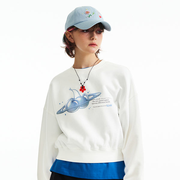 チェリープラネットグラフィッククロップスウェットシャツ / CHERRY PLANET GRAPHIC CROP SWEATSHIRT  [WHITE]KIRSH/ {{ category }}