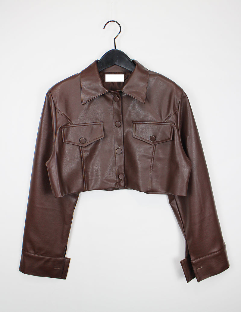 ローズレザークロップジャケット / Rose Leather Crop Jacket (2color