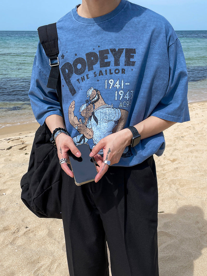 ネイビーポパイ半袖Tシャツ / ASCLO Navy Popeye Short Sleeve T Shirt (2color)