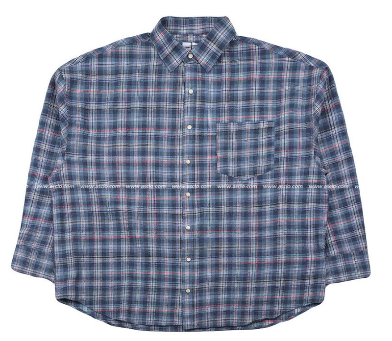 シアサッカーチェックシャツ / ASCLO Palme Seersucker Check Shirt