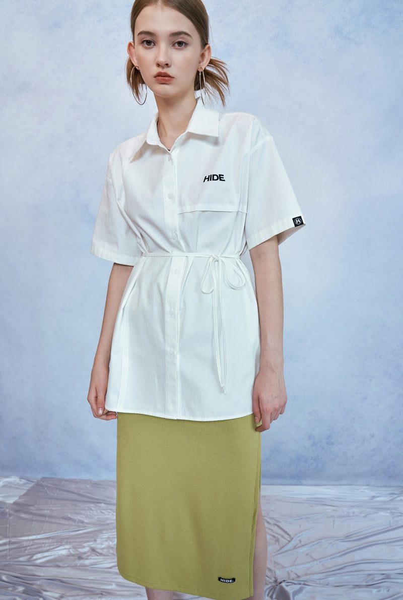 ハーフスリーブ / HIDE Cutting Half Sleeves Shirt (White) – 60