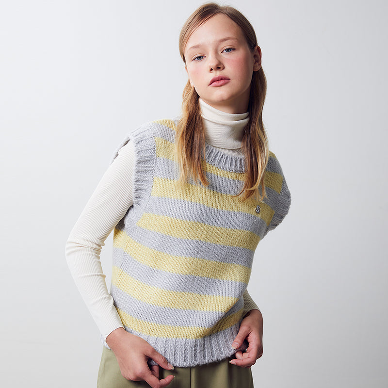 モヘアファジーストライプニットベスト/Mohair Fuzzy Stripe Knit Vest