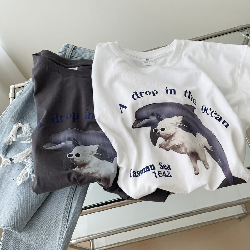 ドルフィンアンドドッグTシャツ / Dolphin and dog T-shirt 2color