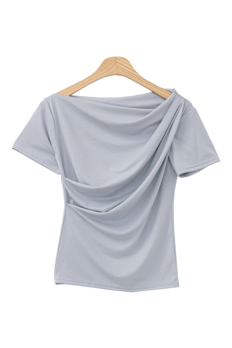 Truedy Summer Off-Shoulder Drape Guest Short-Sleeved T-Shirt (4 colors)