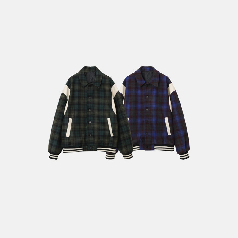 ウールチェックバーシティジャケット / ASCLO Wool Check Varsity Jacket (2color)ASCLO/ {{  category }}