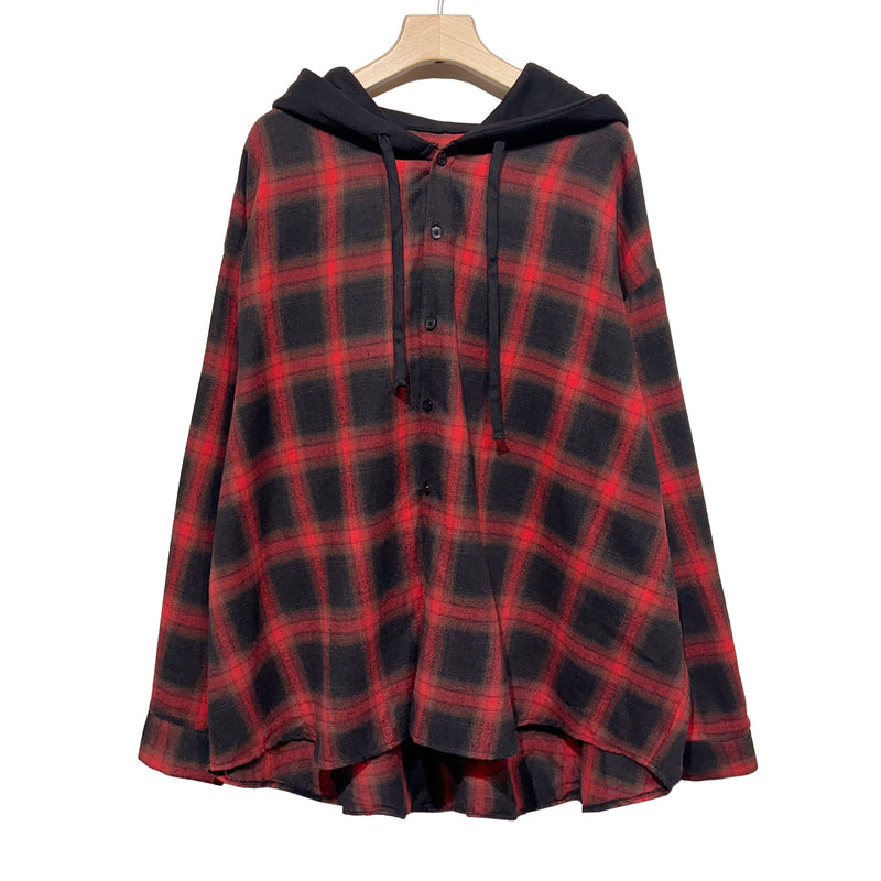 MUZE チェック シャツ BLACK-RED-