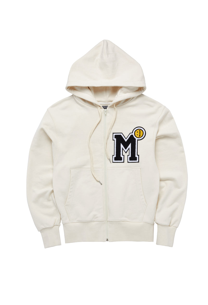 EMパッチジップアップフーディ/HEAVYWEIGHT SM:]E M PATCH ZIP UP HOODIE IVORY