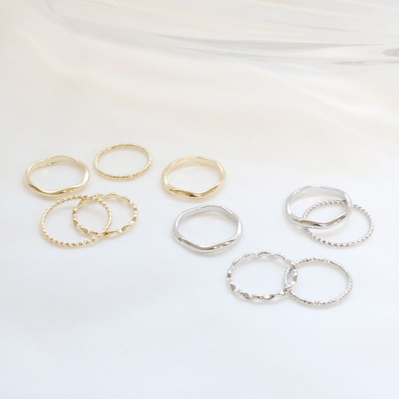 ウェーブデイリーリングセット / Wave Daily Ring 5 set / 2 color