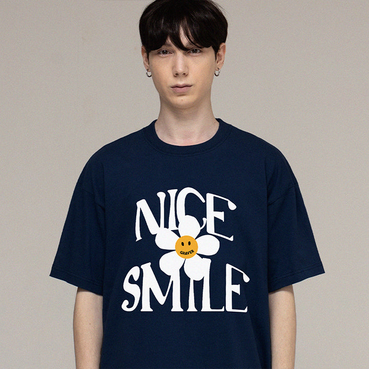 ナイススマイルロゴフラワーショートスリーブTシャツ / NICE SMILE