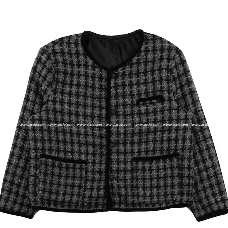 チェックツイードノーカラージャケット / Youth Check Tweed Jacket (2