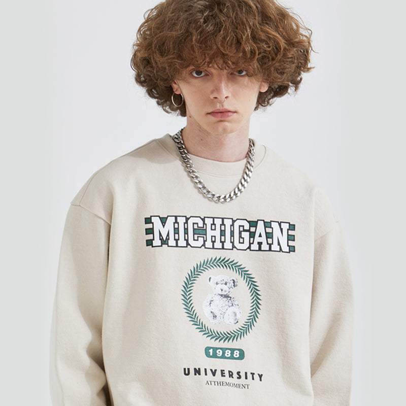 ミシガンベアースウェットシャツ / Michigan Bear Sweatshirt (CREAM