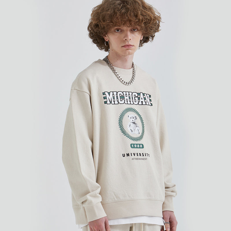 ミシガンベアースウェットシャツ / Michigan Bear Sweatshirt (CREAM