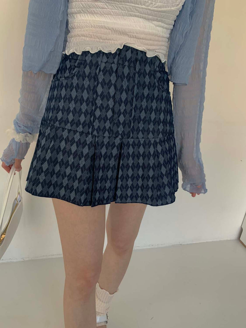 バウンドチェックプリーツミニスカート/BOUND CHECK PLEATS MINI SKIRT