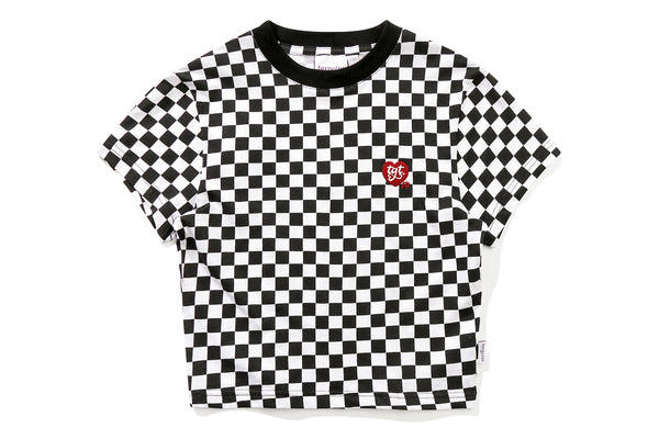 チェッカーボードスリムTシャツ/CHECKERBOARD SLIM TEE SHIRT(BLACK)