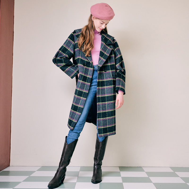 アルパカセーラーチェックコート/ALPACA SAILOR CHECK COAT / GRAY