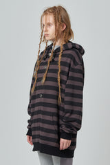 Oversized stripe hoodie_dark brown (6676843855990)